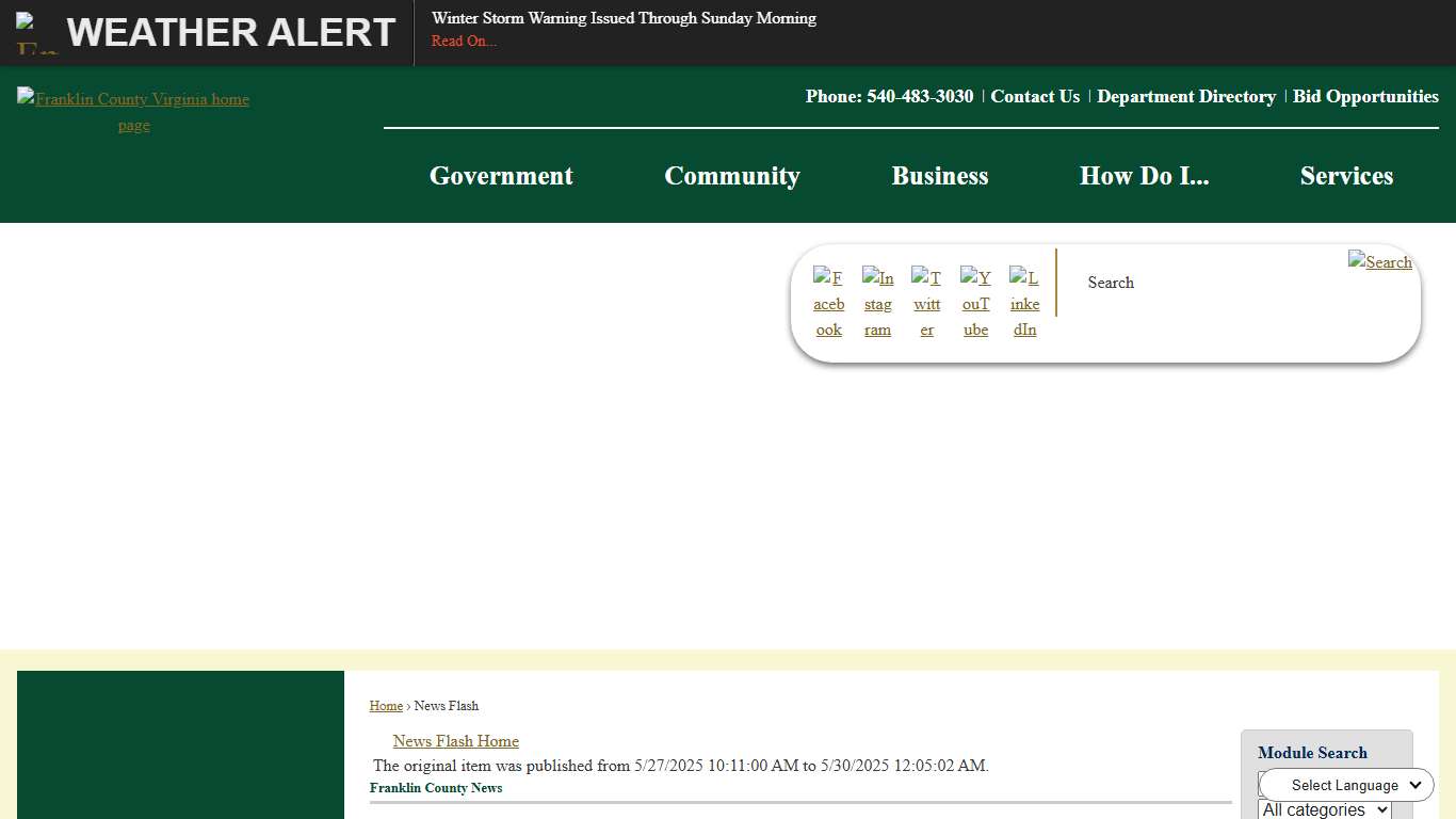 News Flash • Franklin County, VA • CivicEngage