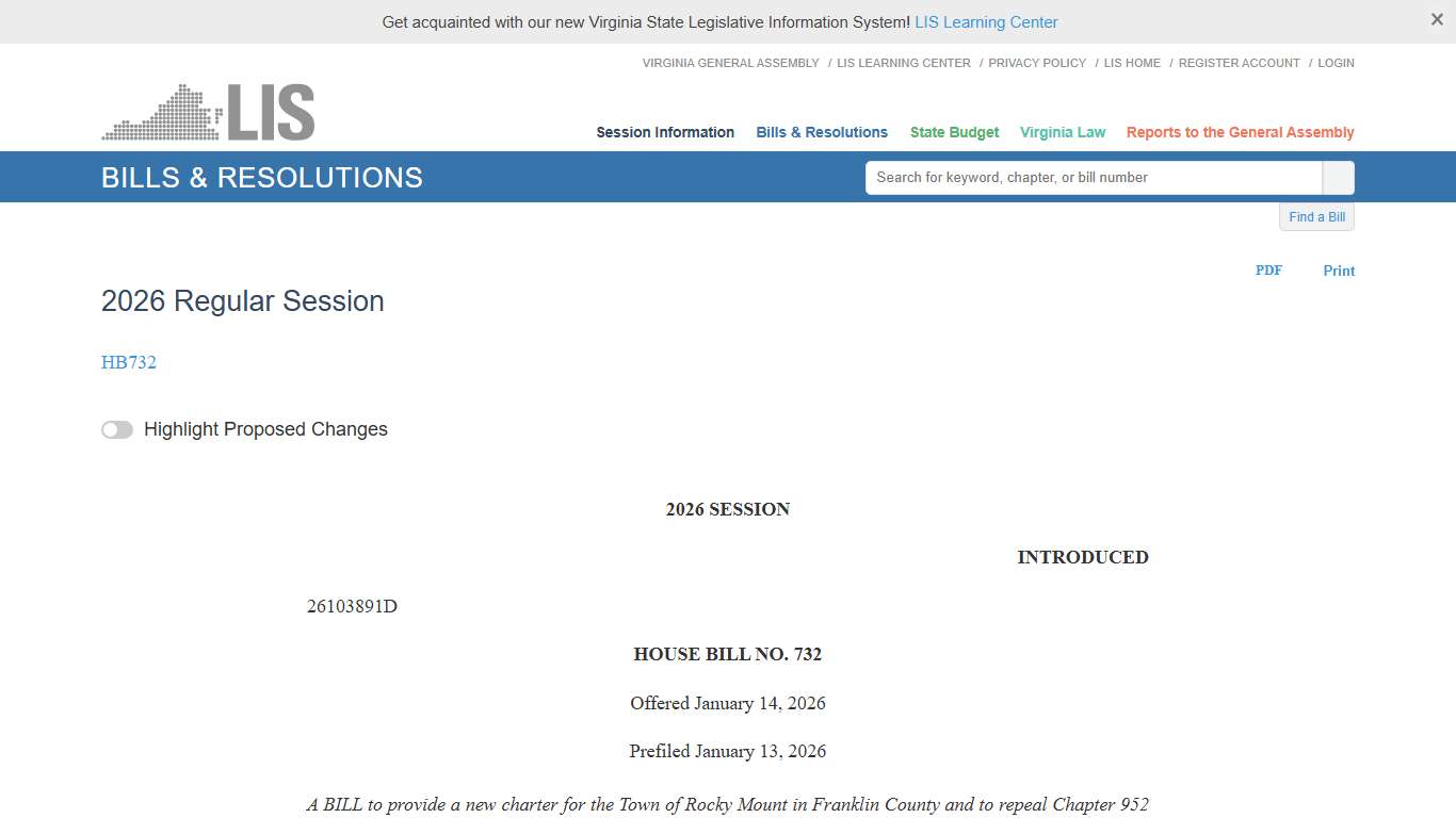 HB732 - 2026 Regular Session LIS
