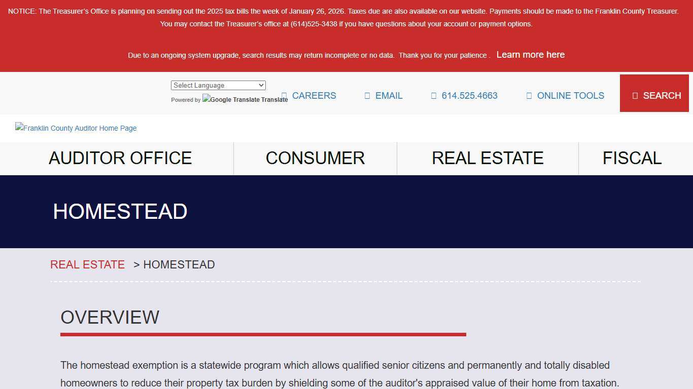 Franklin County Auditor - Homestead